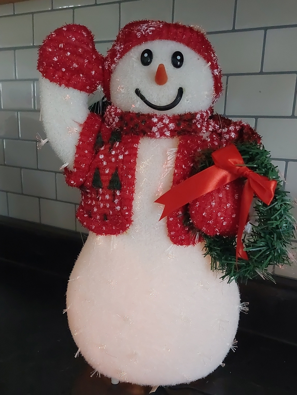 2002 Avon Fiber Optic Snowman Decoration Complete Working
